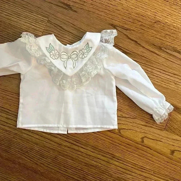 Vintage Alexis 18m embroidered lace Peter pan top - Picture 1 of 5